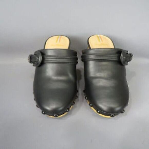 Sam Edelman Nyla Buckle Slip on Black Block Heel Clog Shoes 9.5 - Picture 6 of 12